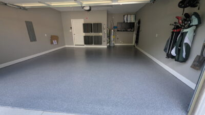 after photo of a garage floor coating in the color onyx in Loudon
