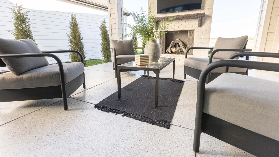 Patio with exterior coating