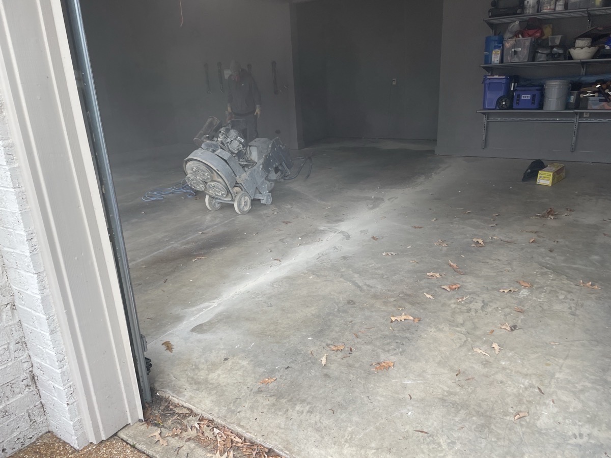 Garage with bare concrete