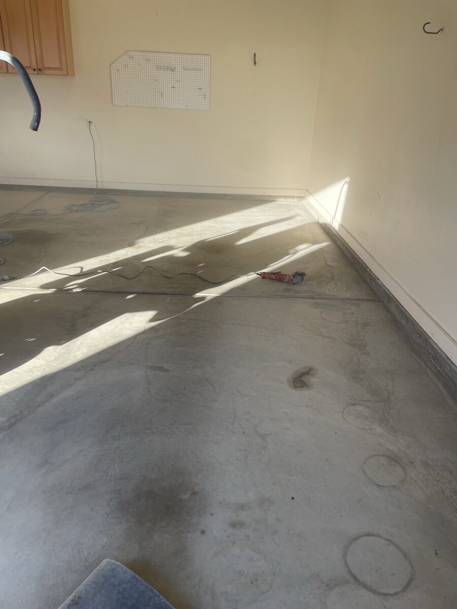 Stained concrete floor in garage
