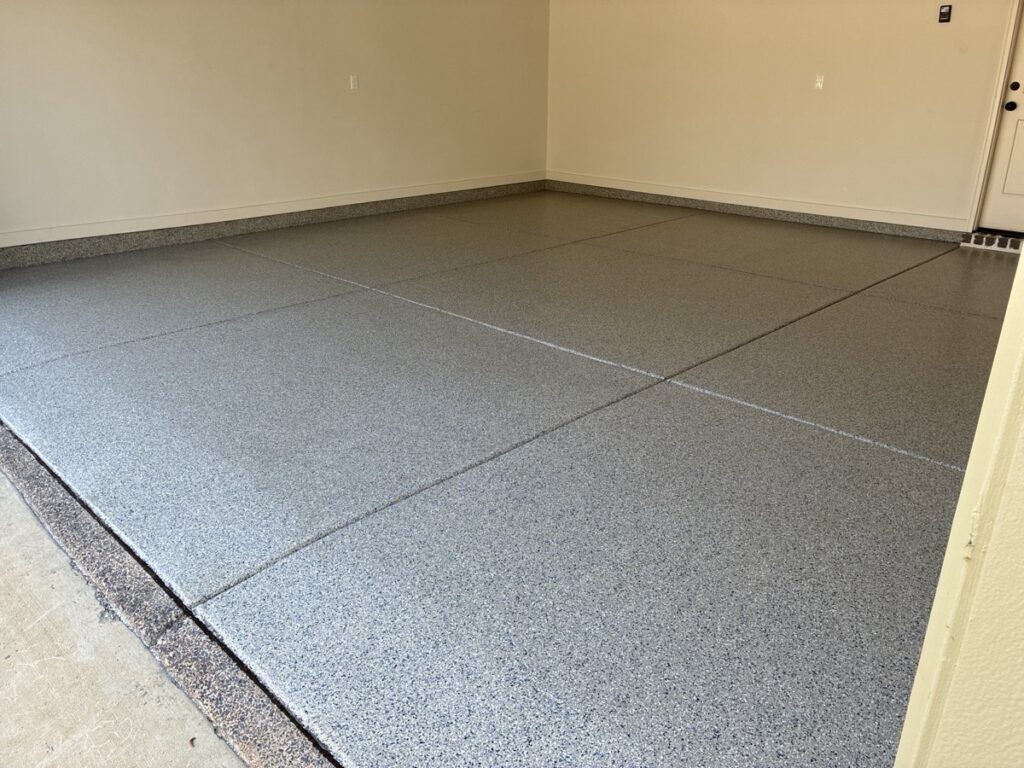 Garage Floor Coating in the Color Blue Taupe