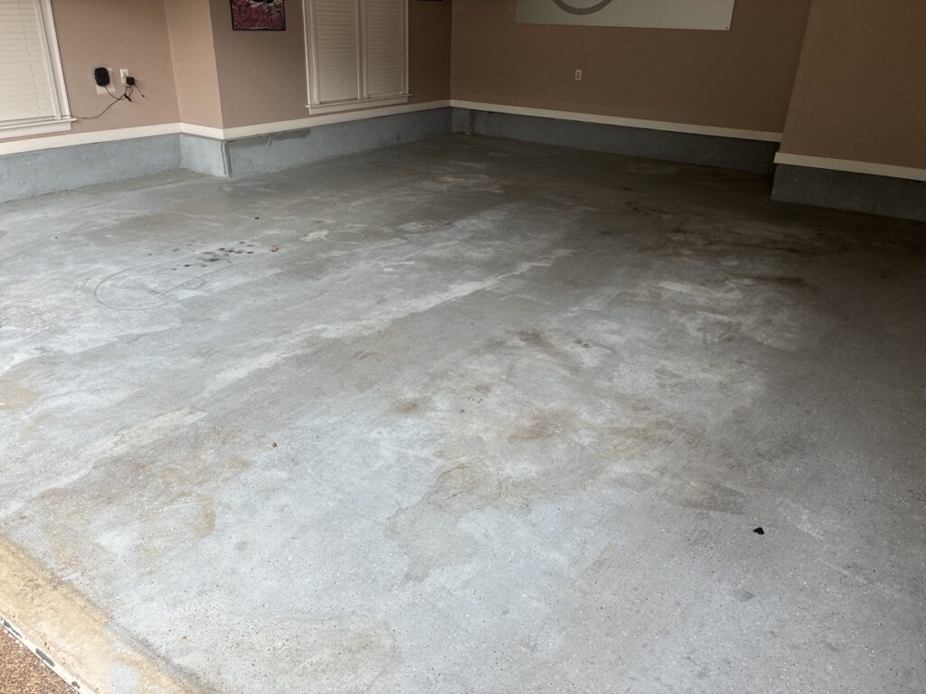 Stained garage floor