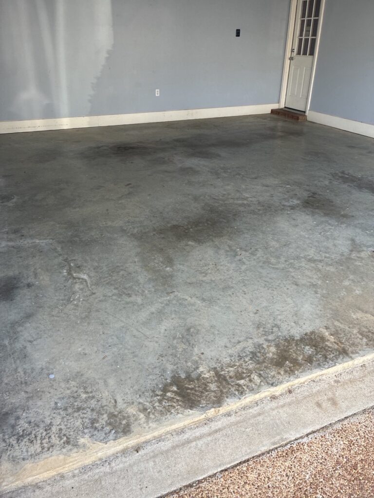 before garage floor coating in hernando