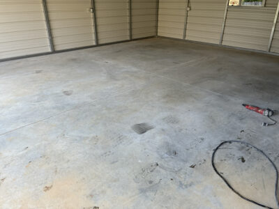 workshop floor before concrete coating in Horn Lake