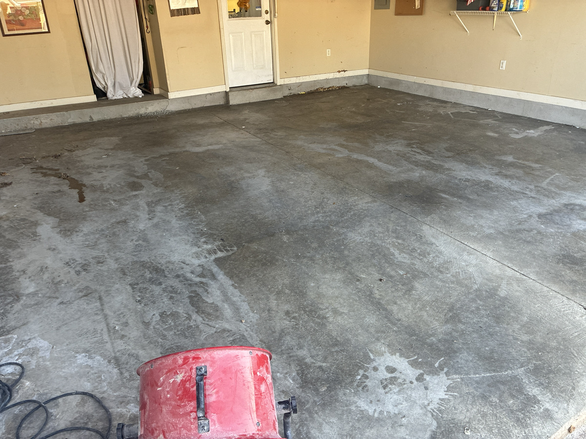 before garage floor coating in Collierville