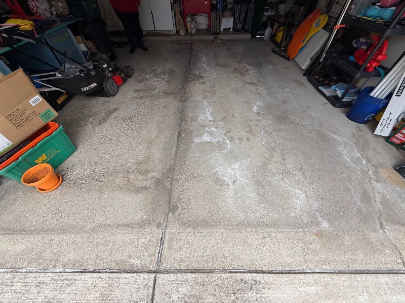 Uncoated garage floor concrete