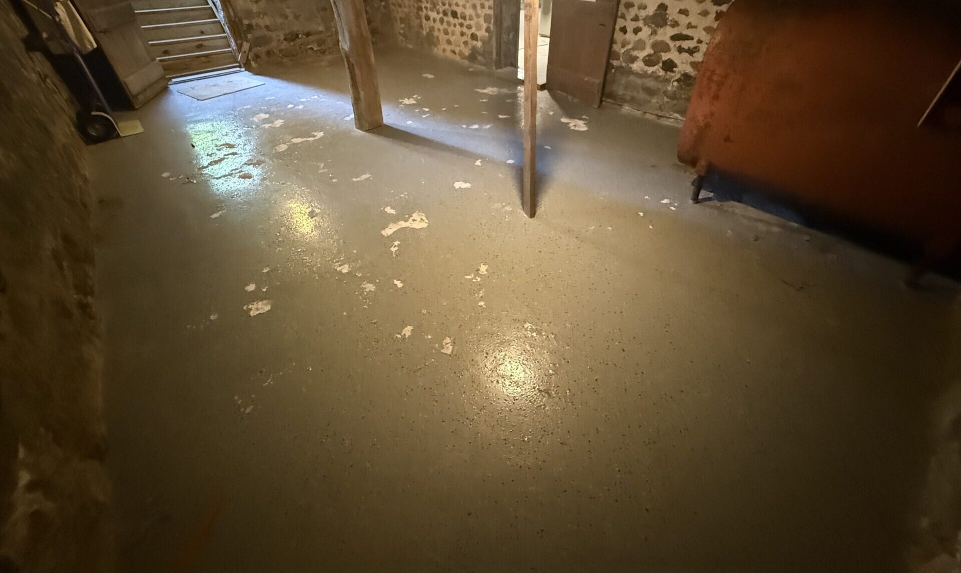 Flaking epoxy on basement floor