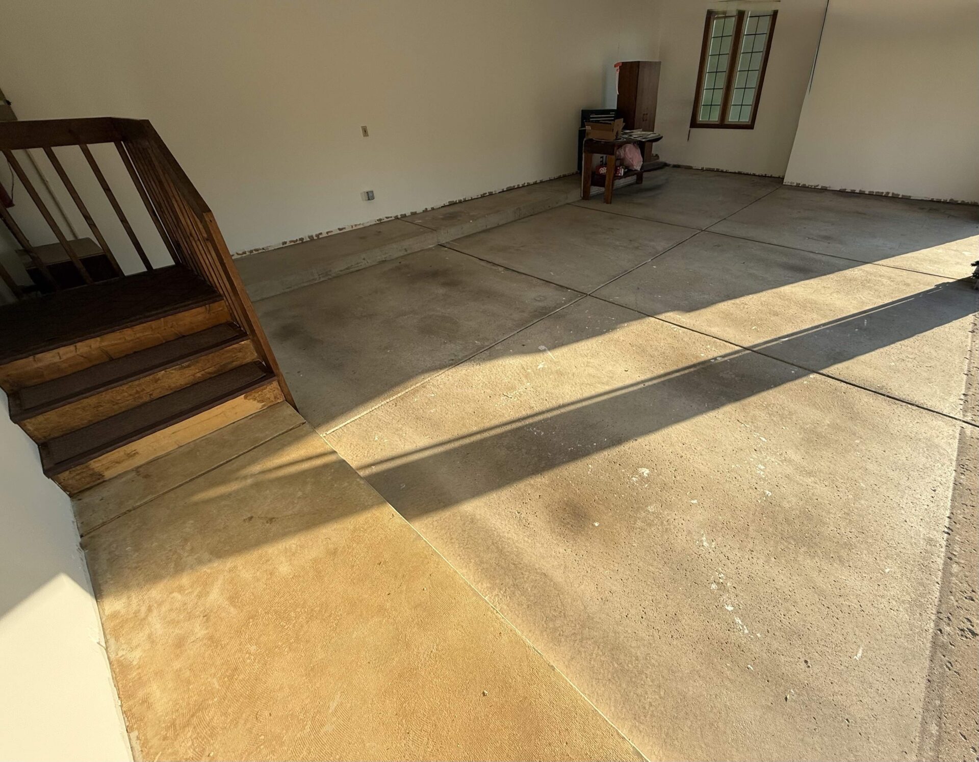 Uncoated garage concrete