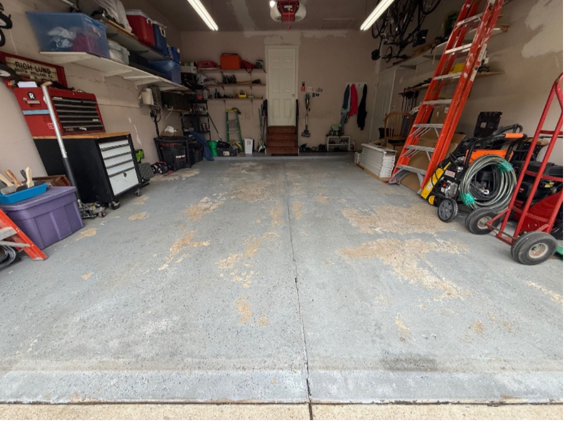 Failed epoxy garage flooring