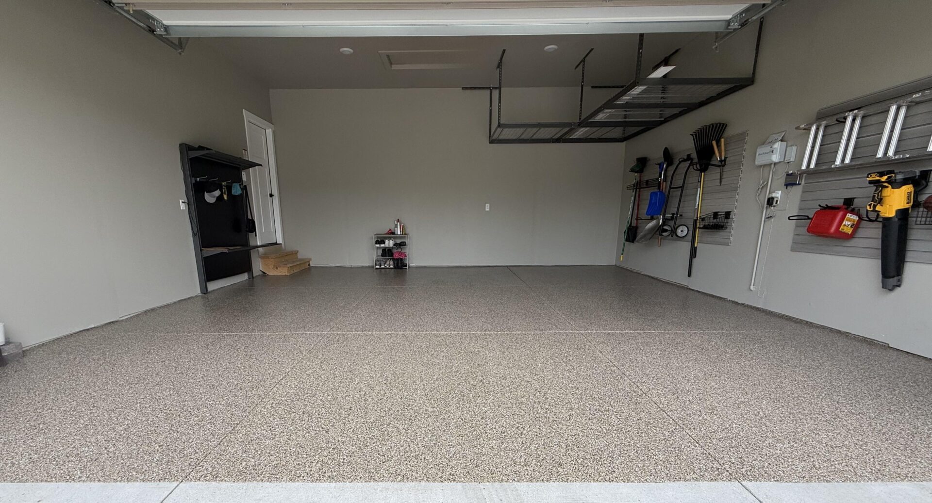 new polyaspartic floor coating and storage