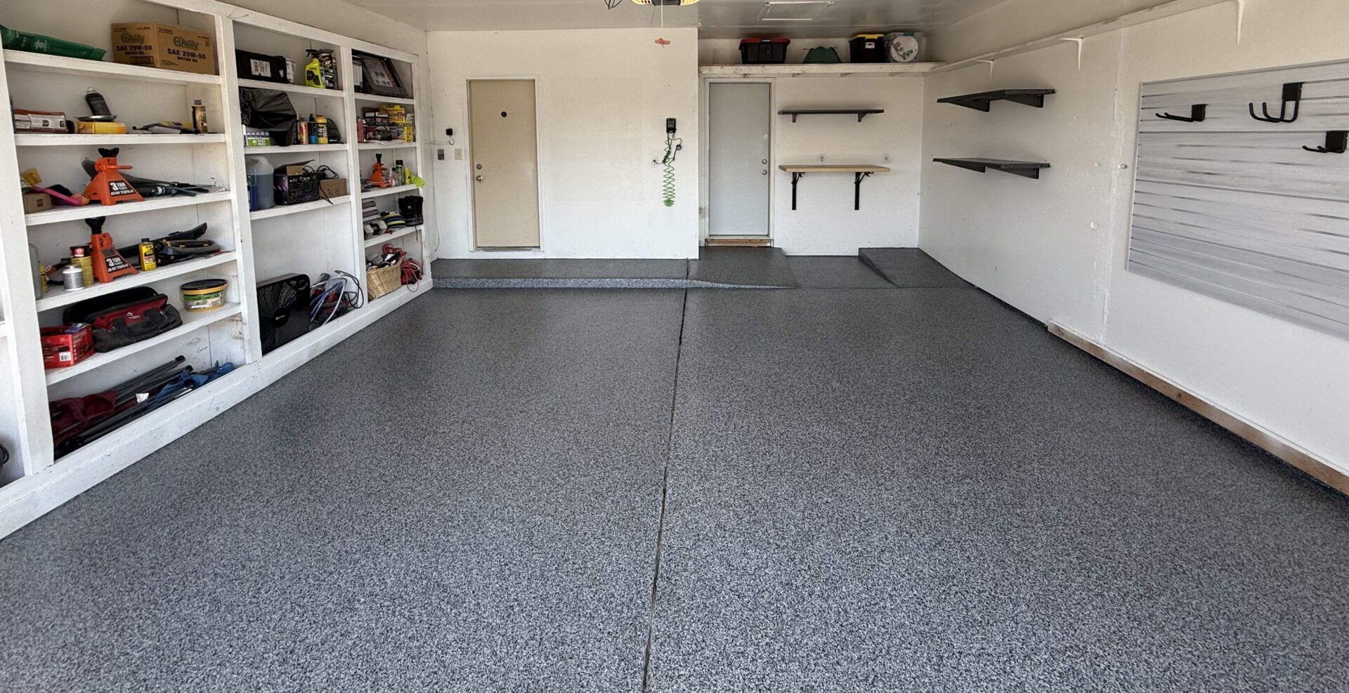 polyaspartic garage floor coating and storage