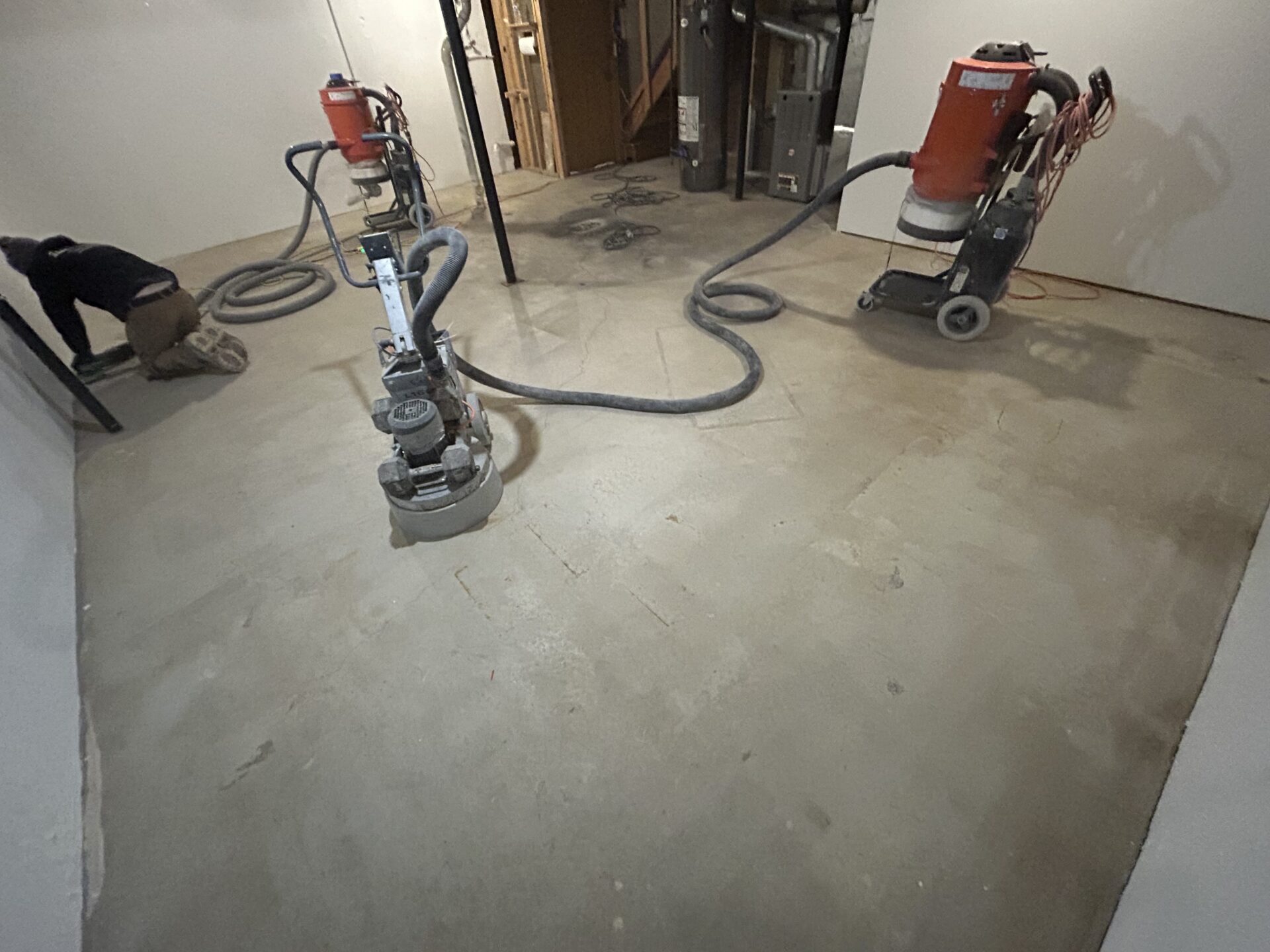 Bare concrete basement floor
