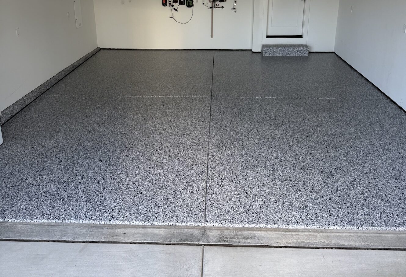 New polyaspartic coated garage flooring