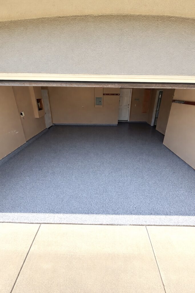 Garage Floor Coating done by Hello Garage in the color Blue Grey in Dixon, California