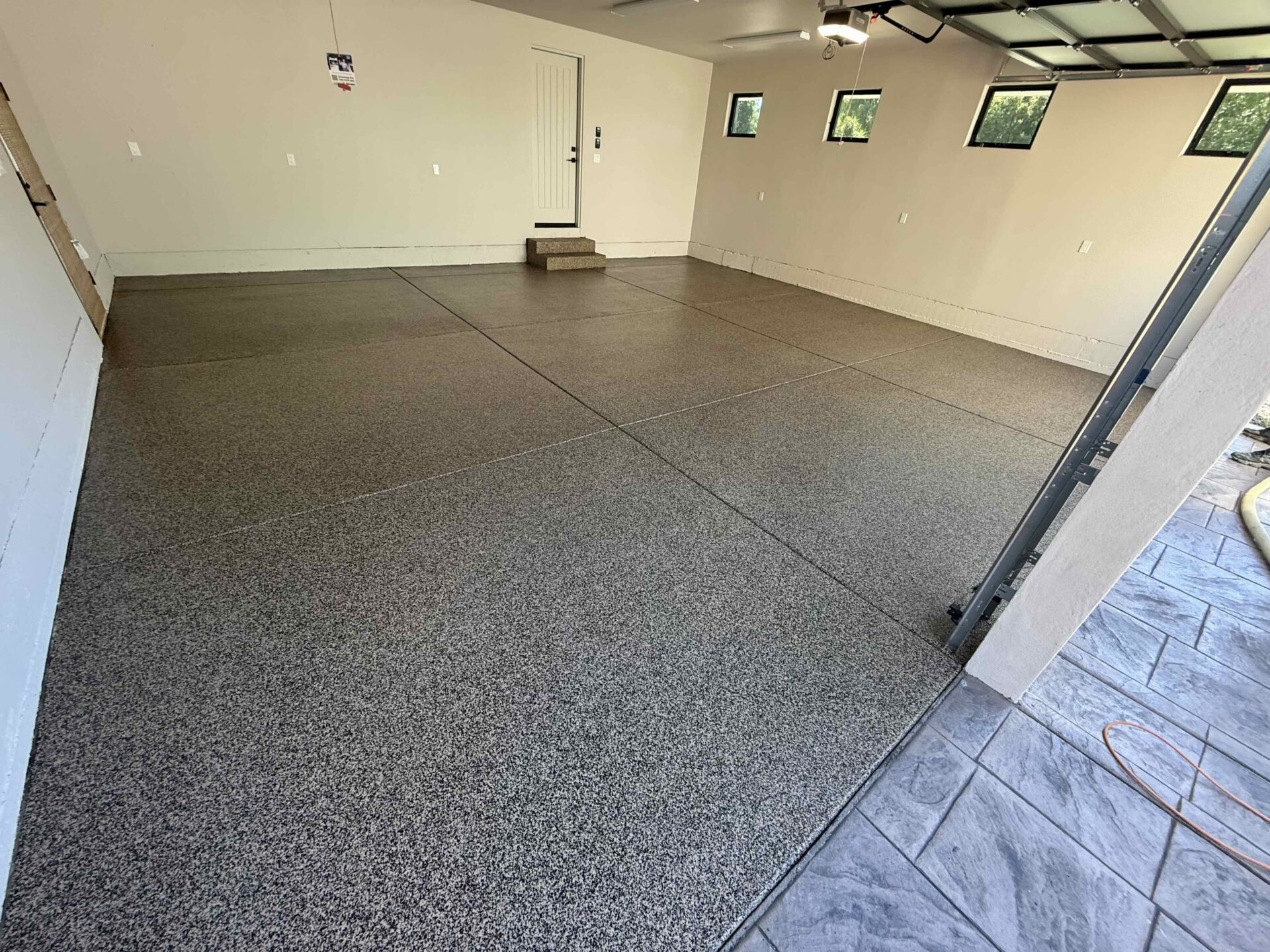 Newly coated garage flooring