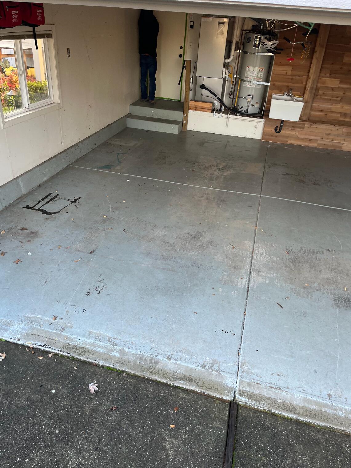 stained, dingy concrete