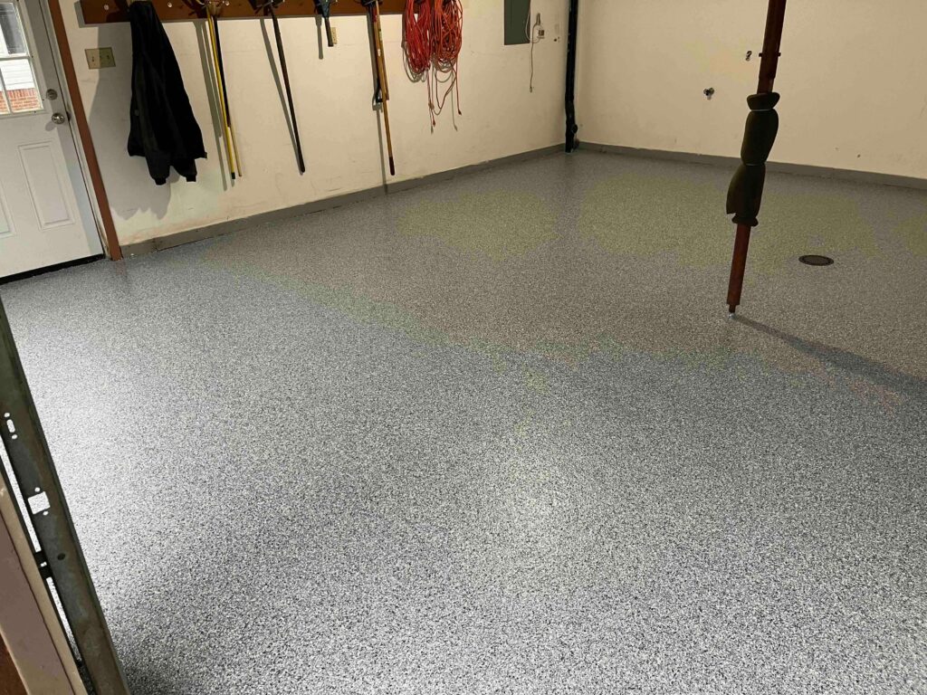 Concrete Coating on a garage in Cranberry Township that was done by Hello Garage