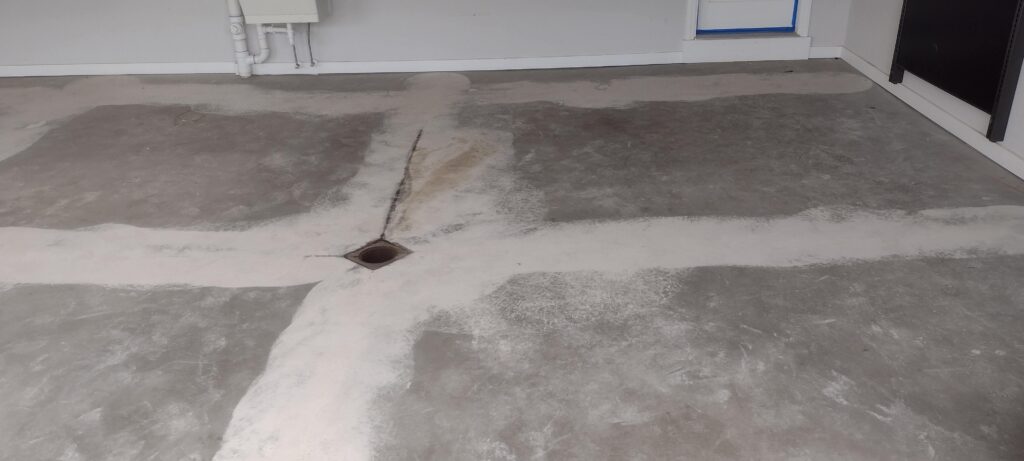 Cracked Garage Floor Prepped for Garage Floor Coating