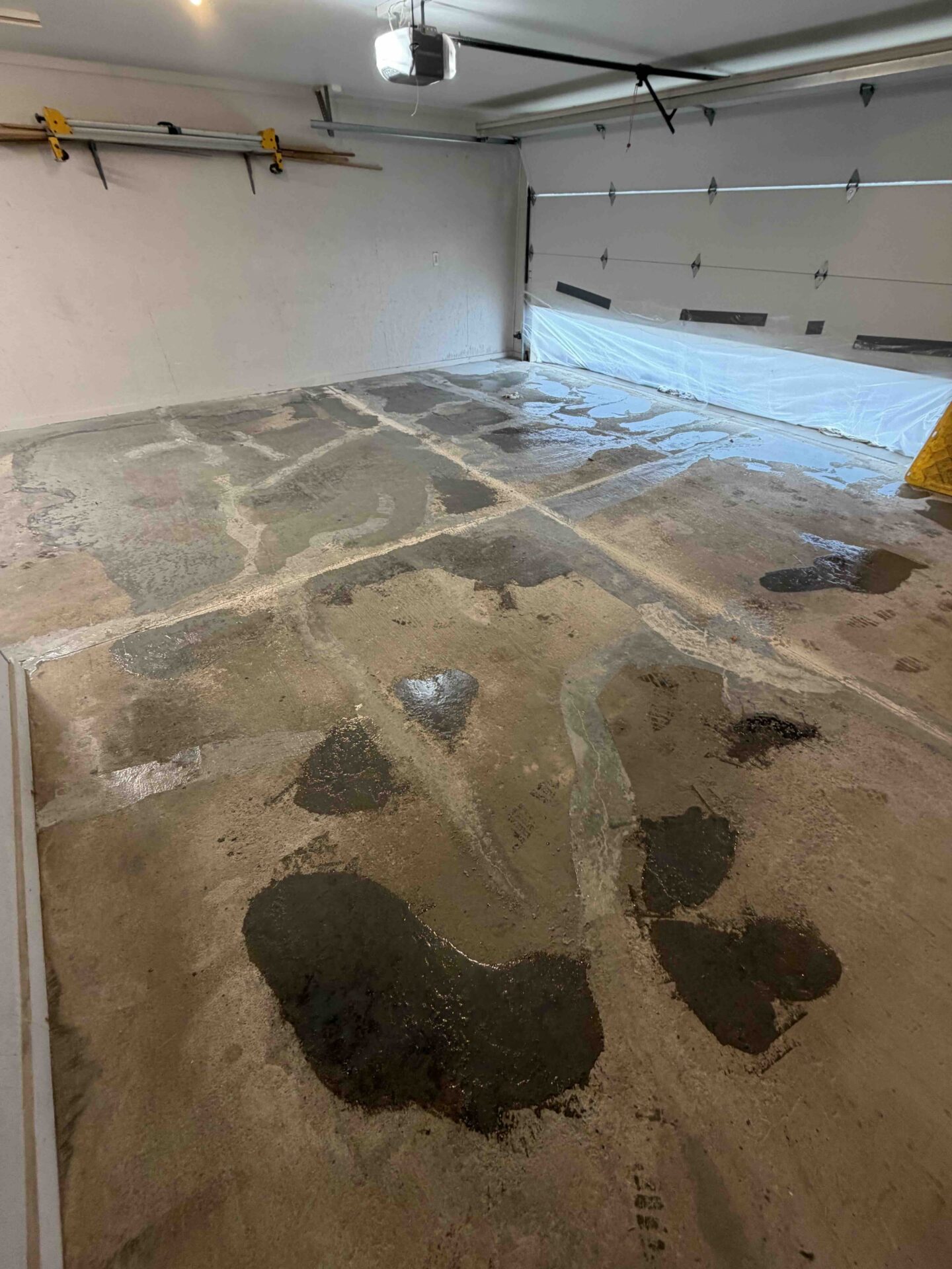 stained garage floor concrete without coating