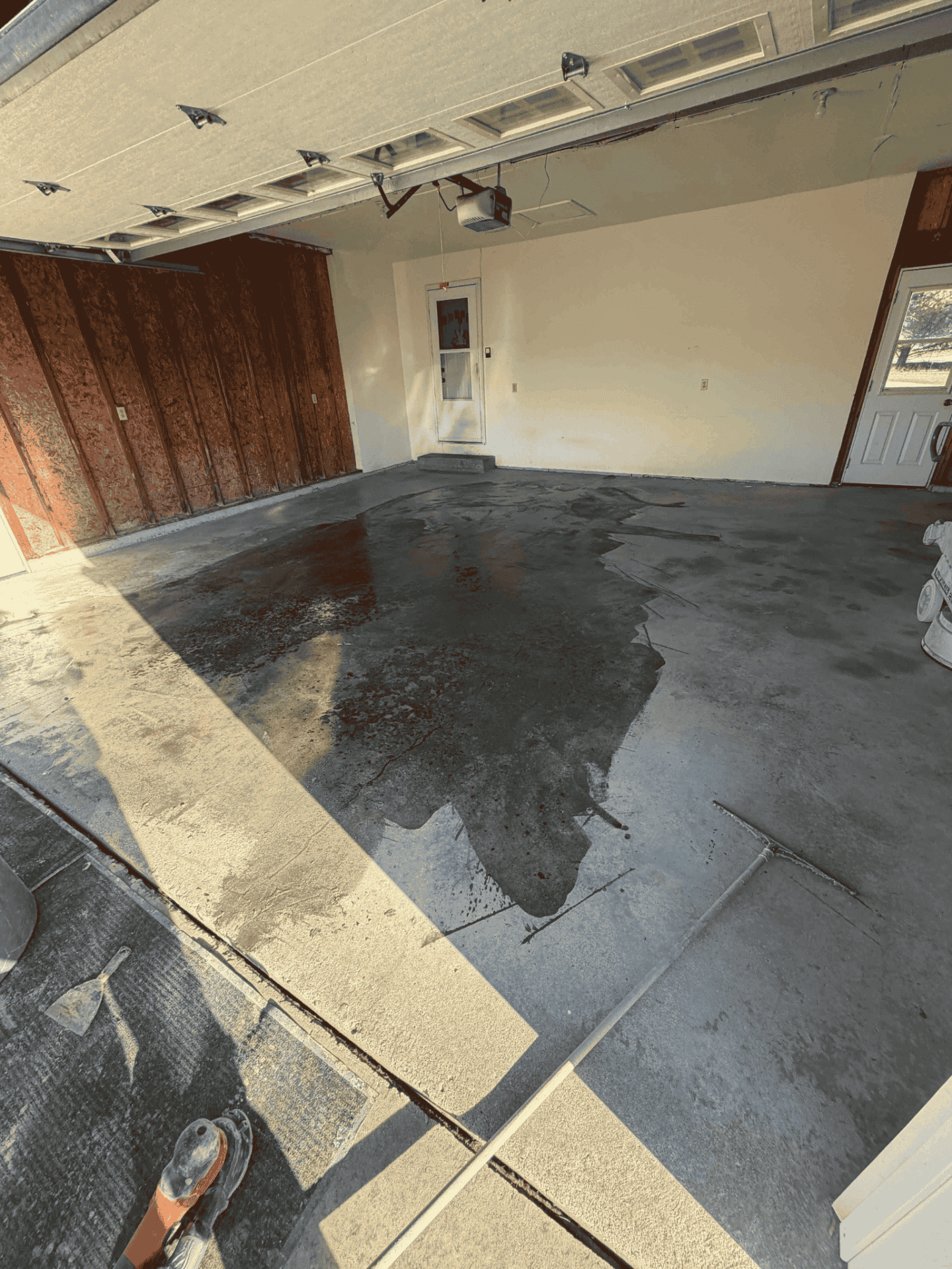 Uncoated garage floor concrete