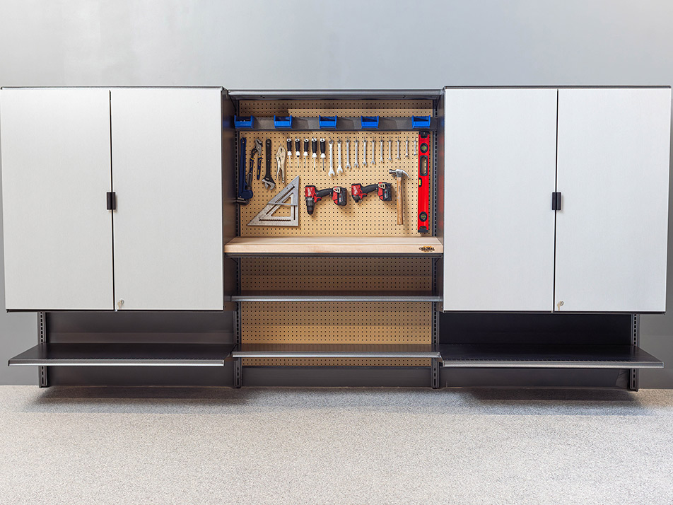 ServiceDetail_Storage_Cabinets_Customization Two cabinets on each side of work bench