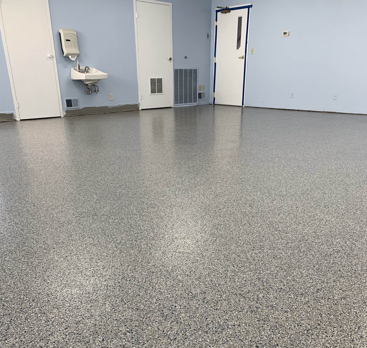 New polyaspartic coating on interior space