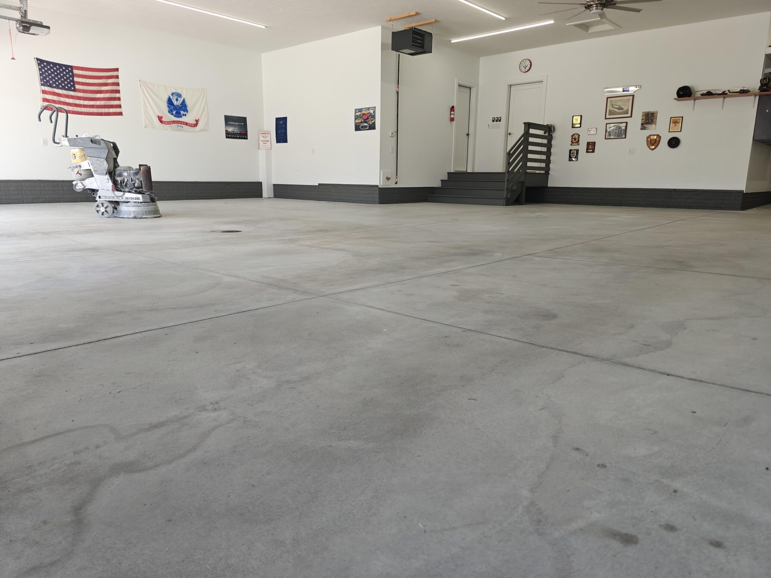 Bare garage floor concrete