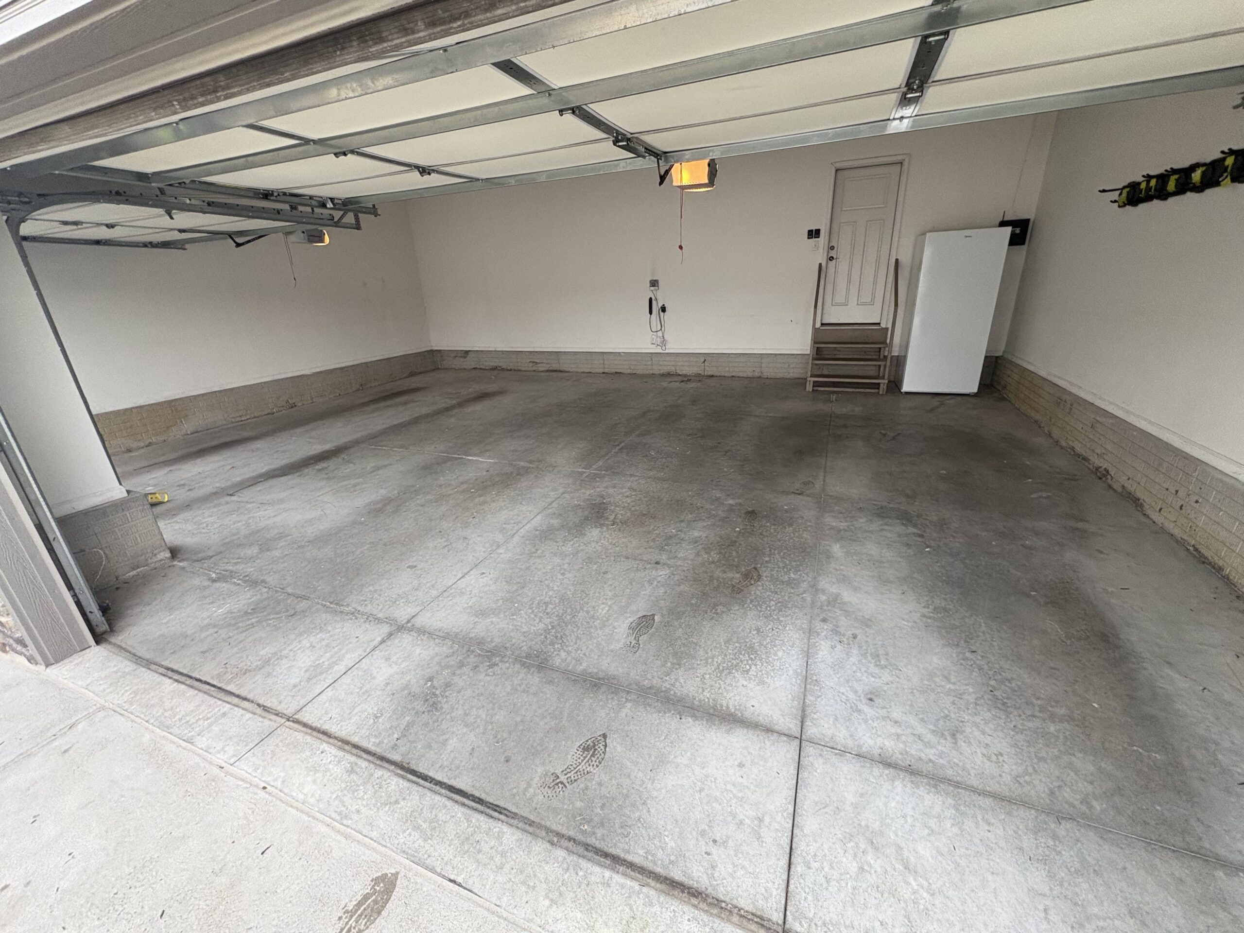Bare garage floor concrete