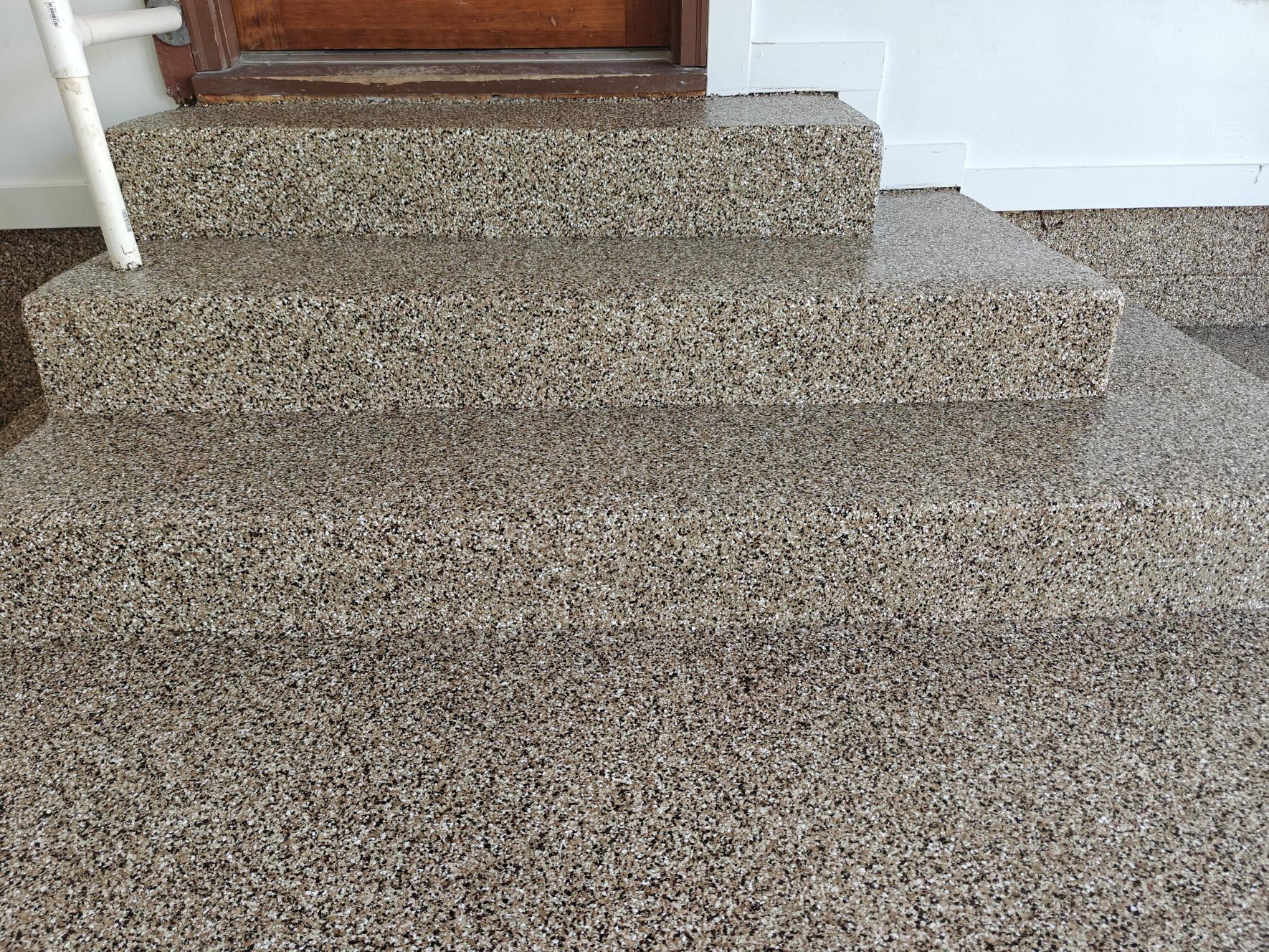 Taupe colored polyaspartic conrete coating