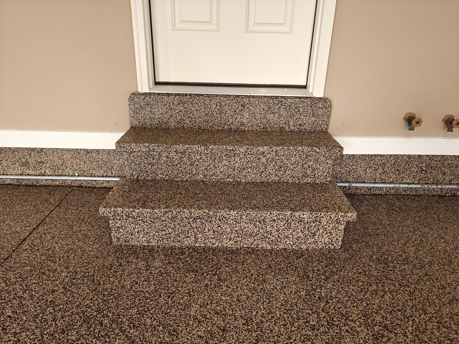 polyaspartic coated wood stairs