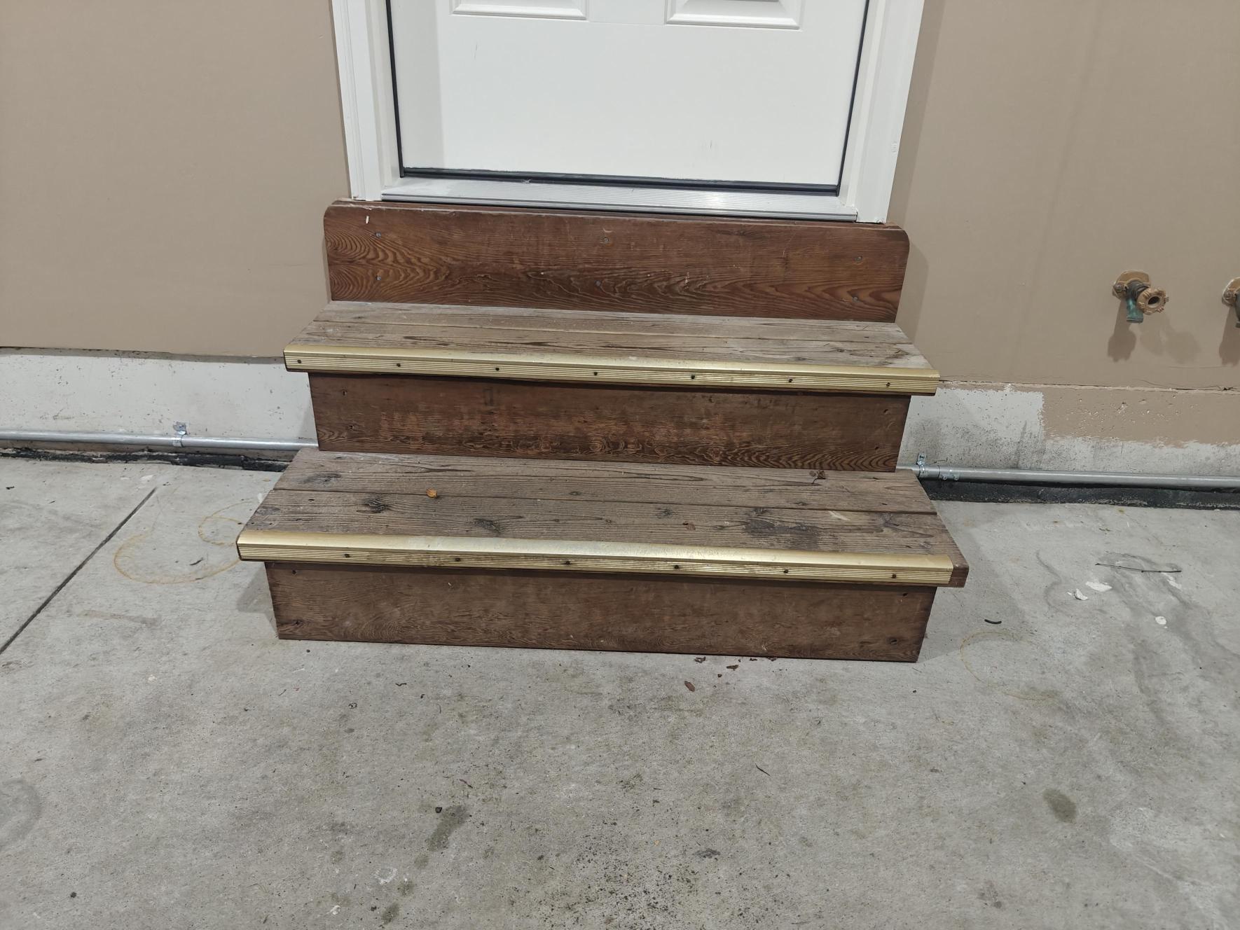 Uncoated wood stairs