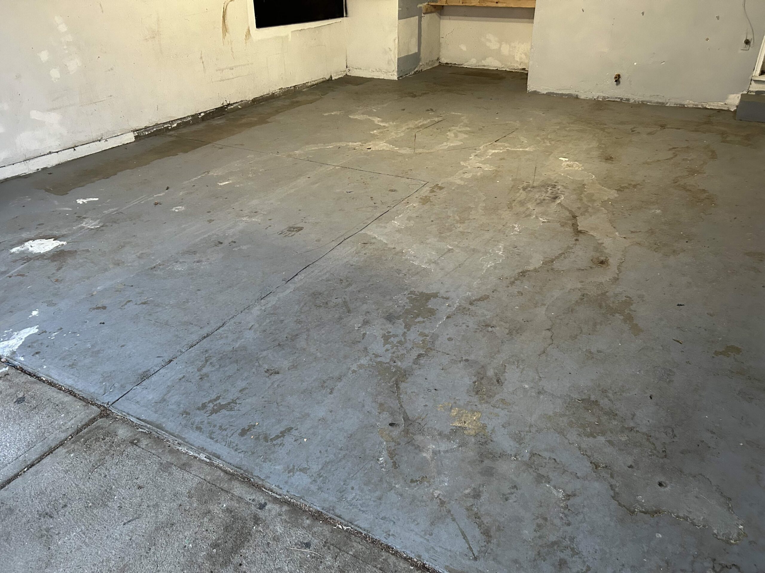 worn garage floor concrete