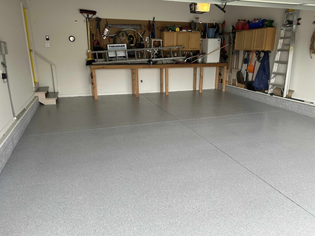 Garage Floor Coating in Color Silver