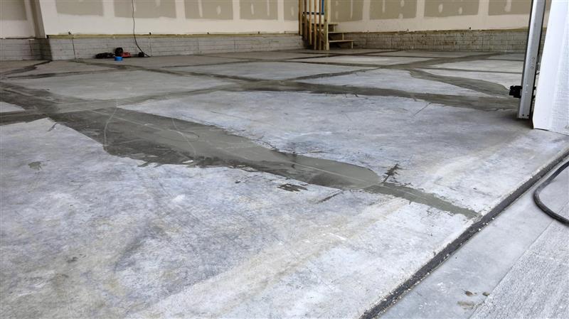 Garage Cracked Filled in a garage floor