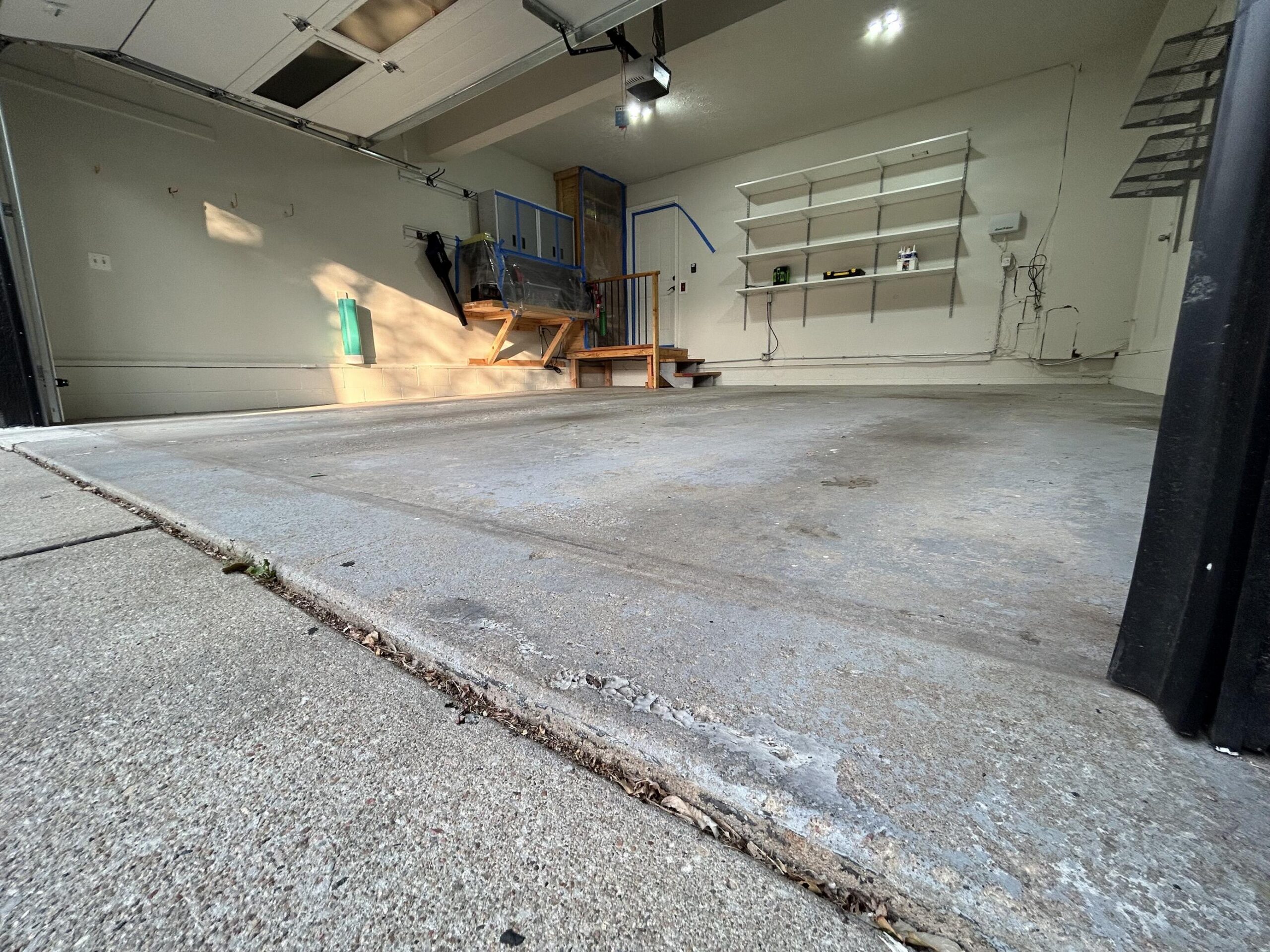 Empty Garage Before a Garage Floor Coating Installation