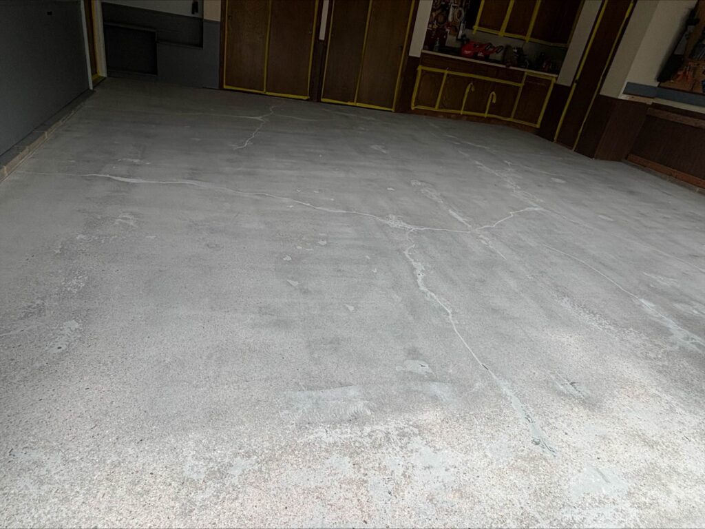 Cracked Garage Floor in South Bend Before Garage Floor Coating