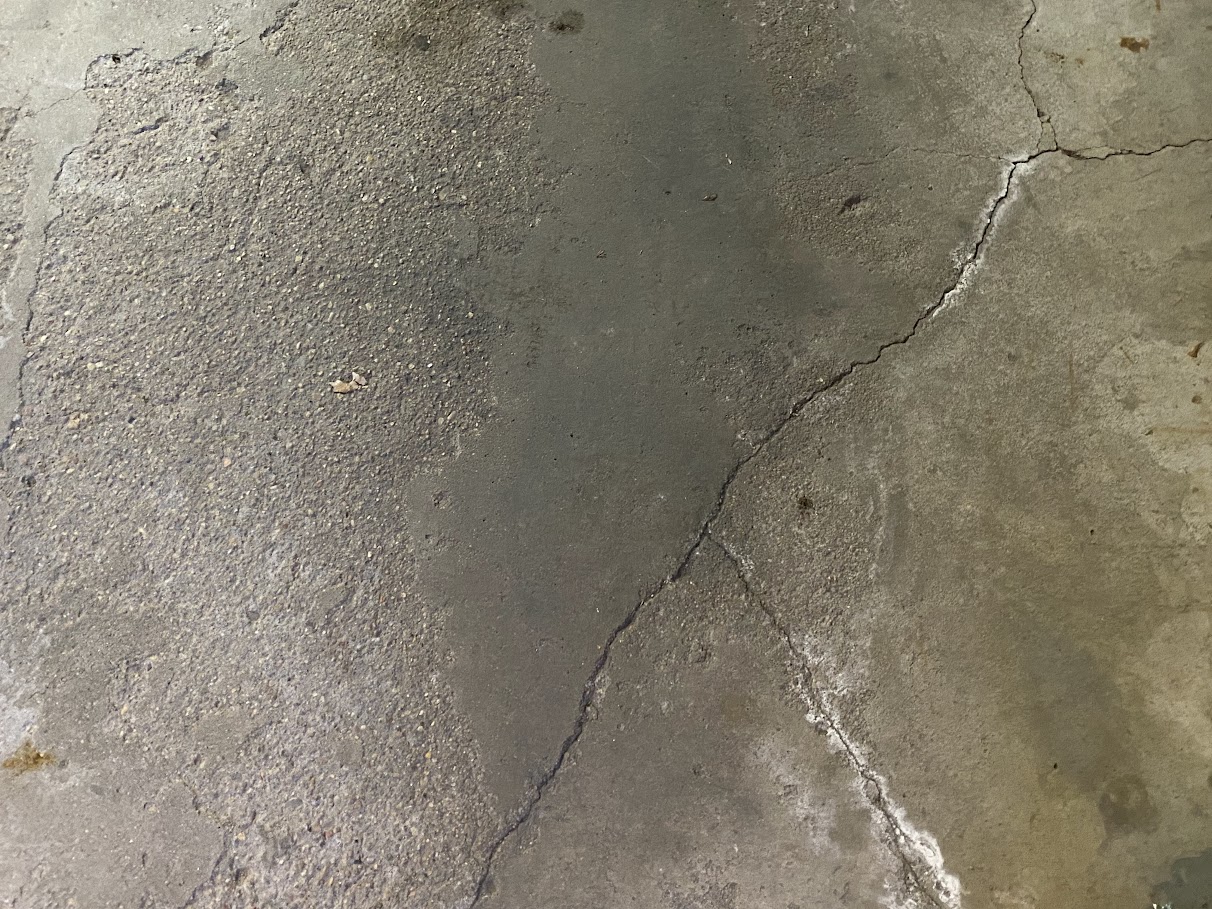 Cracked concrete floor
