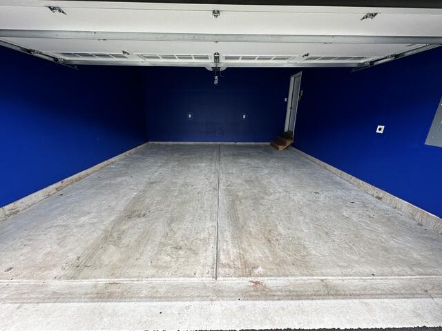 Stained garage concrete