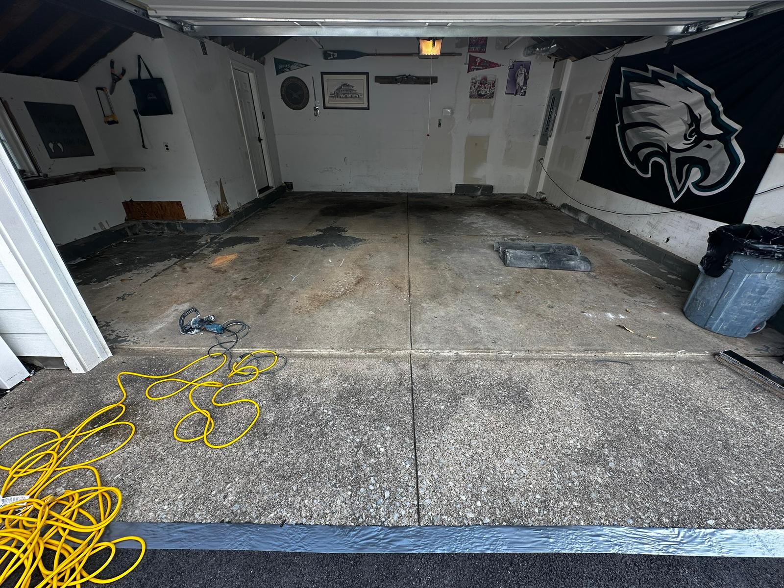 bare concrete in garage