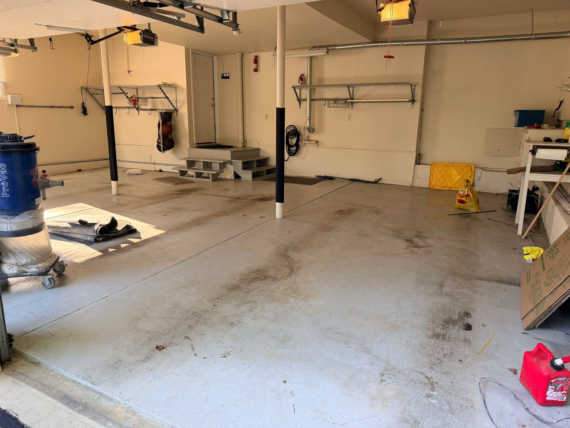 stained, worn concrete