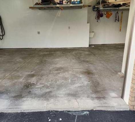 Garage with stained concrete