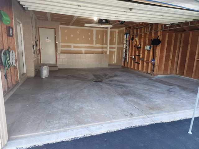 Bare concrete flooring