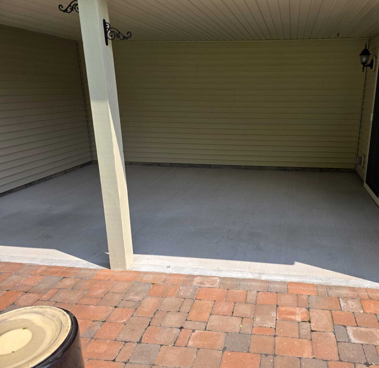Bare concrete on back patio