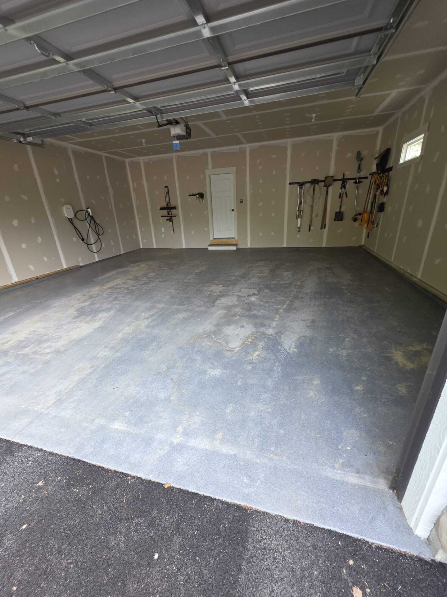 Stained garage concrete flooring