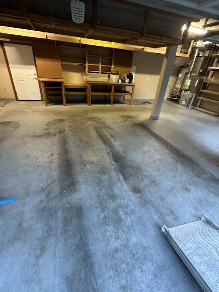 Stained garage floor