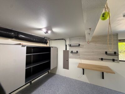 garage cabinet, slatwall and workbench in Edmonds