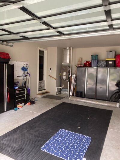 garage before a garage floor coating in gig harbor