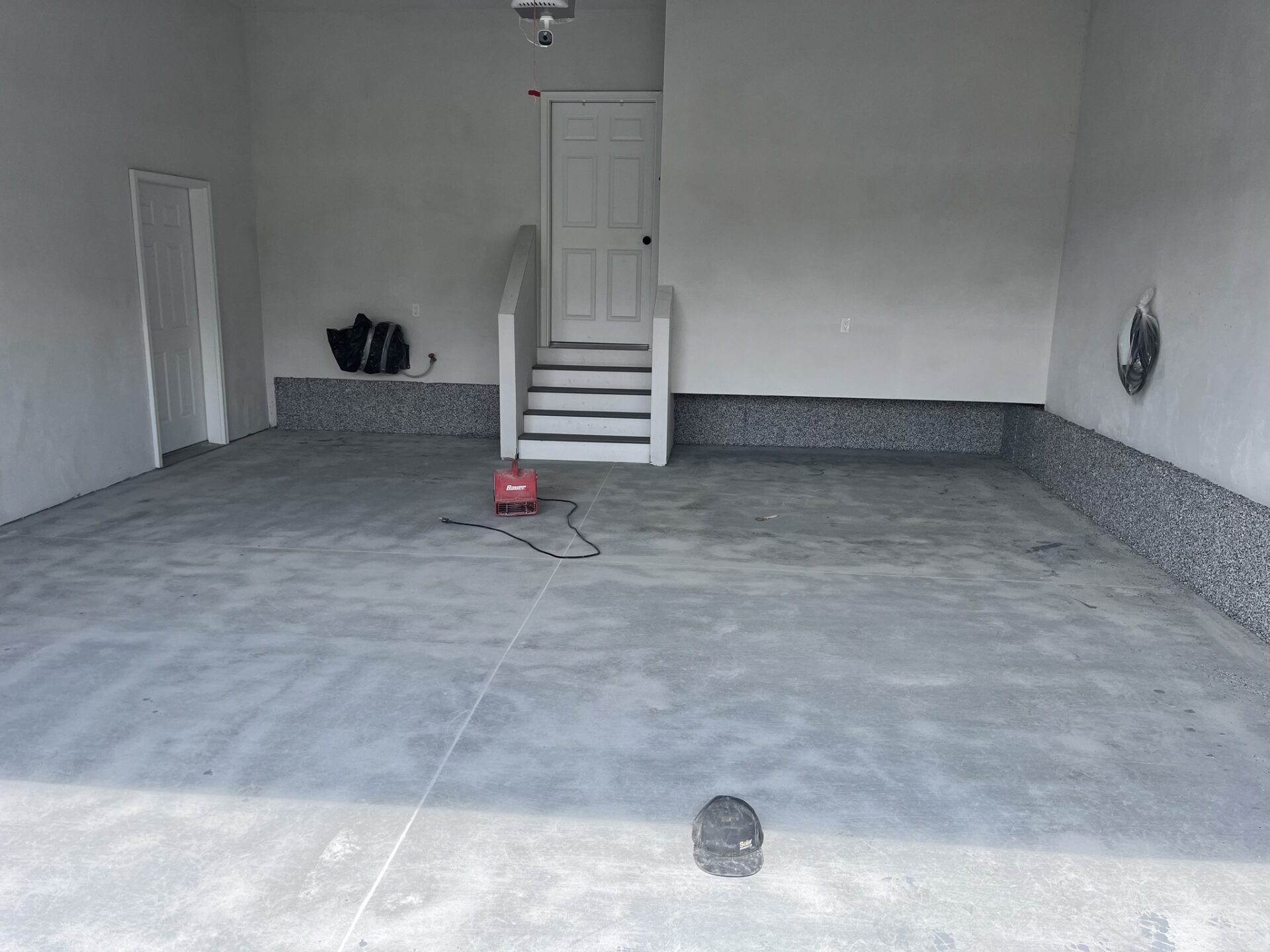 uncoated concrete garage floor