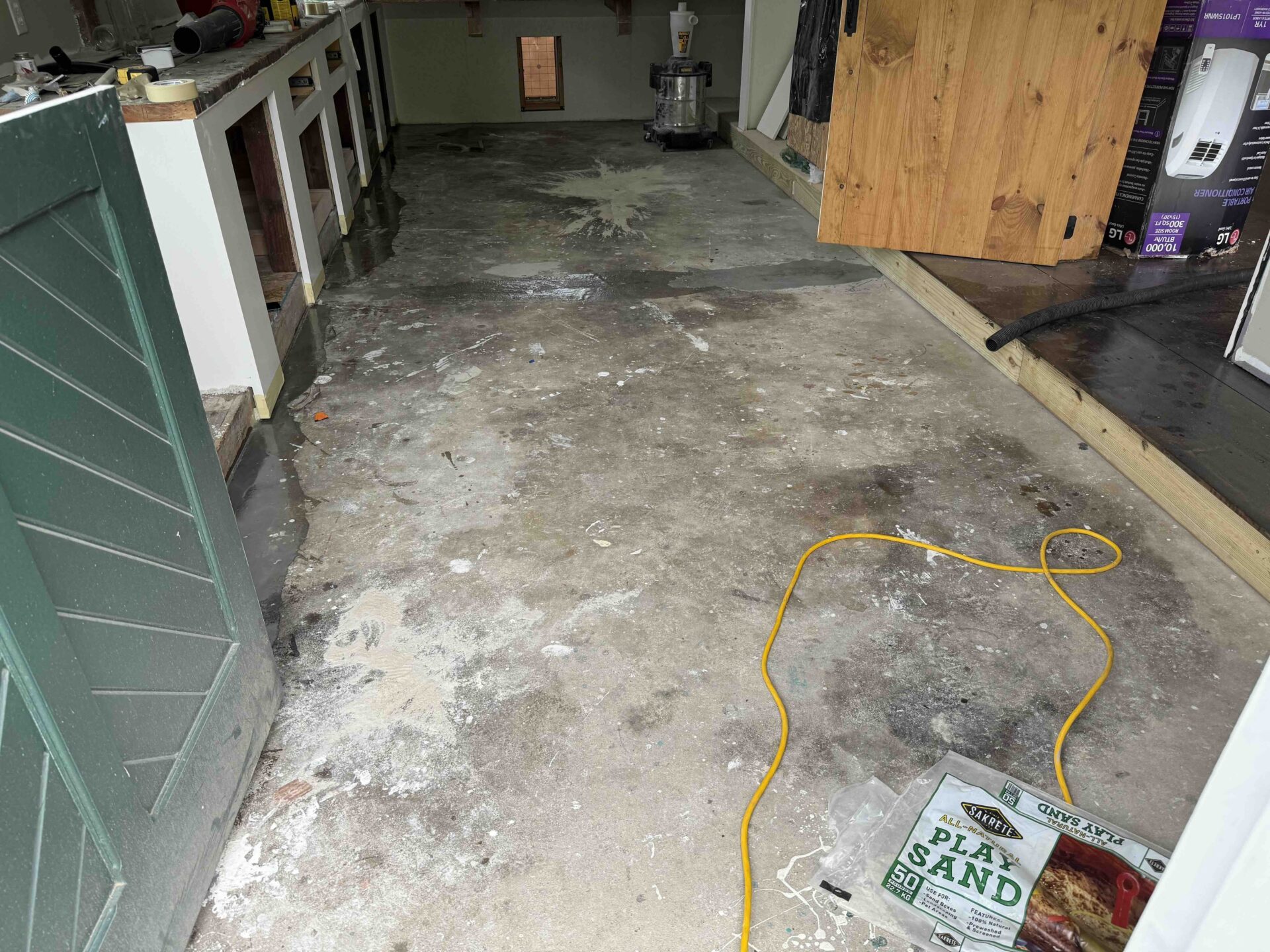 Concrete Floor in a commercial building before a coating from Hello Garage