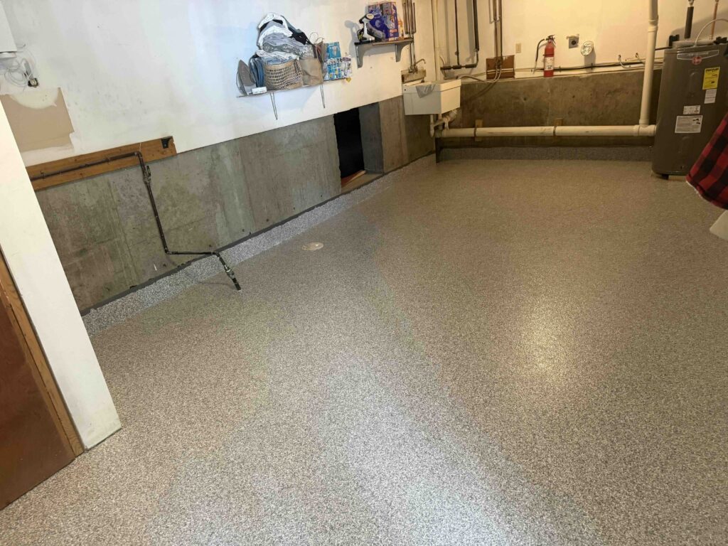 Garage Floor Coating in the color Pewter Flake in North Kingston